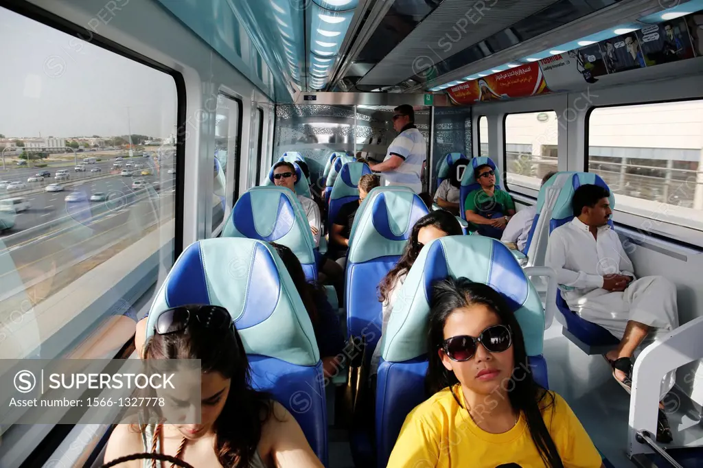 United Arab Emirates (UAE), Dubai, in the sky train (metro)