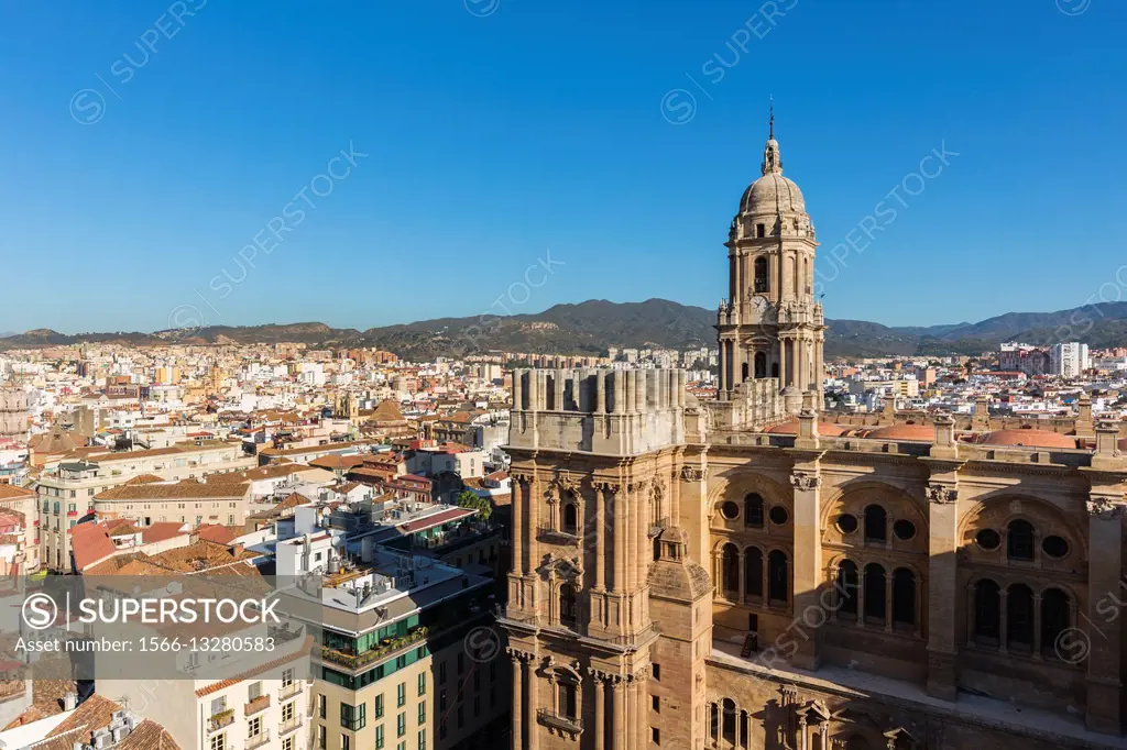 Malaga, Malaga Province, Costa del Sol, Andalusia, southern Spain. The Renaissance cathedral. Full Spanish name is La Santa Iglesia Catedral Basilica ...