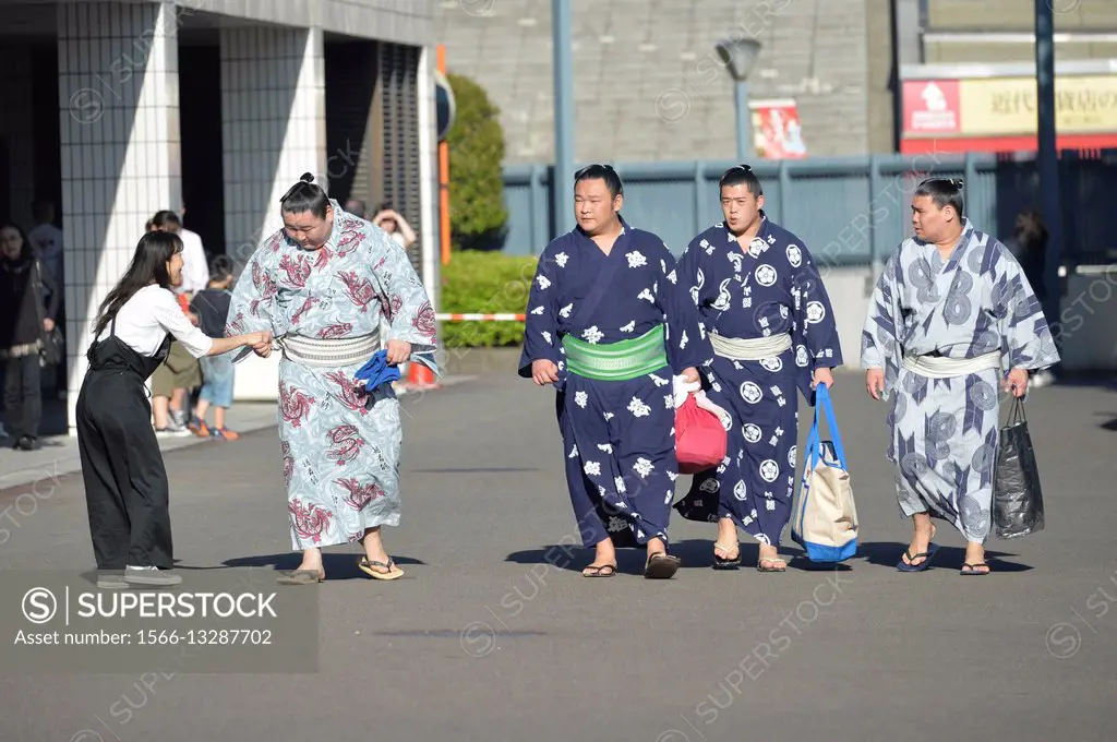 Sumo wrestler in Ryogoku stadium, Tokyo, Japan.