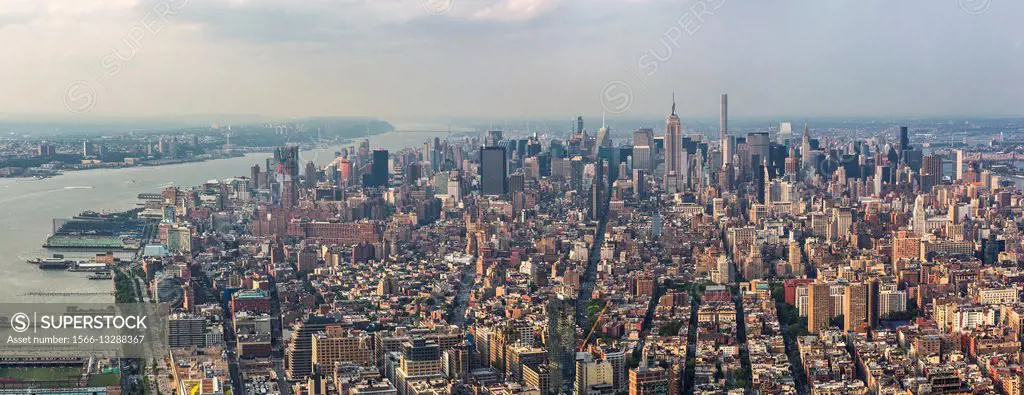 One World Trade Center, Midtown and Hudson river from One World Observatory, Manhattan, New York City, New York, USA