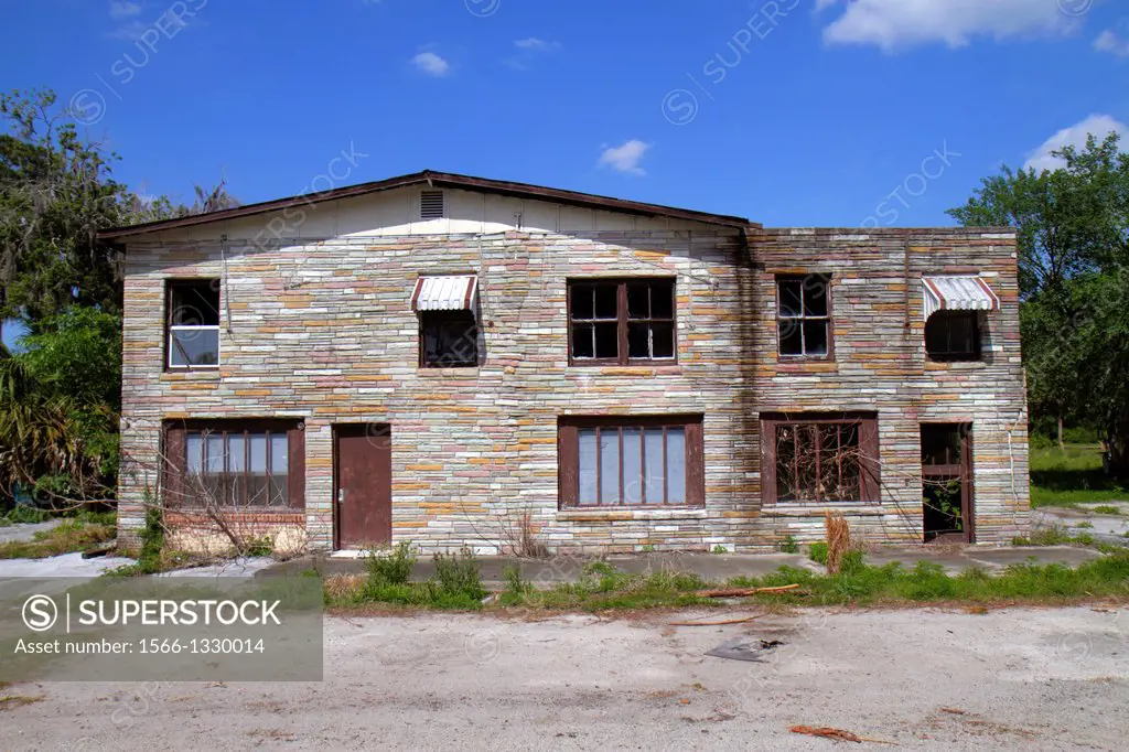 Florida, Perry, Highway Route 98, vacant abandoned, business, building, structure,.