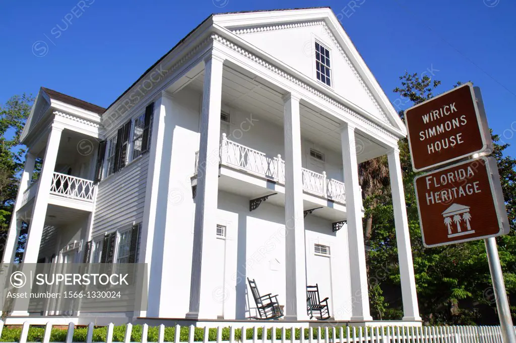 Florida, Monticello, Wirick Simmons House, Heritage, sign, exterior, rocking chairs, Architectural style Greek Revival,.