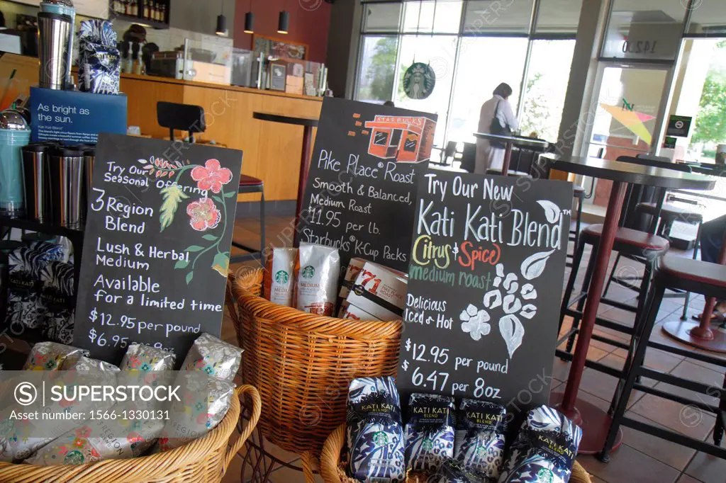 Florida, Miami, Starbucks, coffee, cafe, retail display, blend, Kati Kati, sale, inside,.