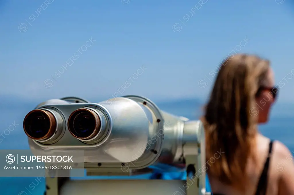 Viewing Point Binoculars, Corfu Old Town, Corfu, Greece.