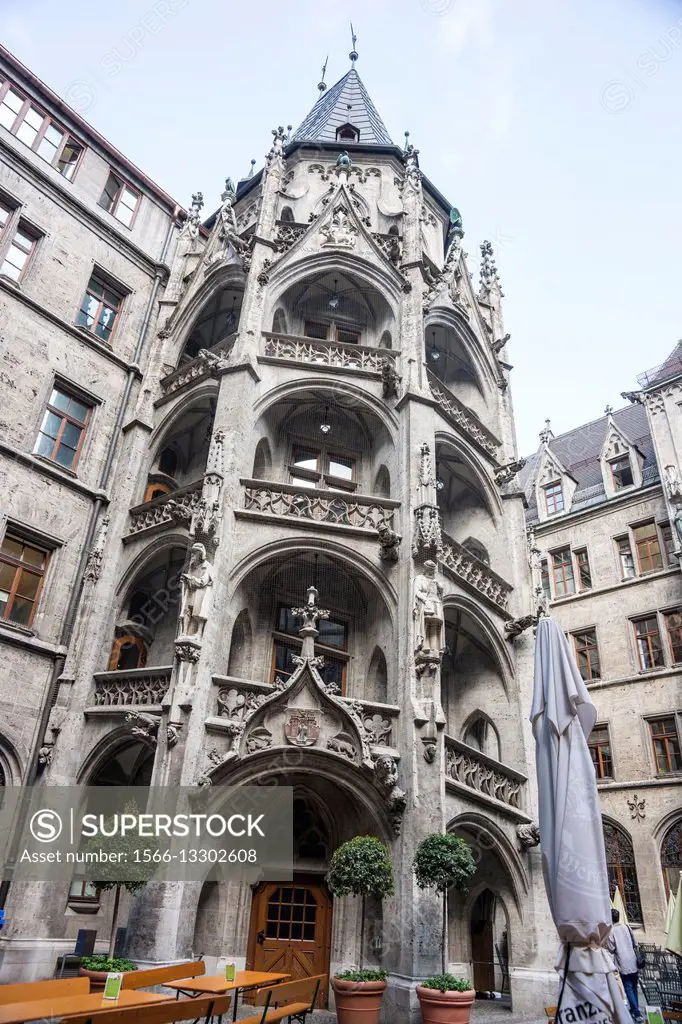 Inner courtyard, Neues Rathaus, New Town hall, Munich, Germany.