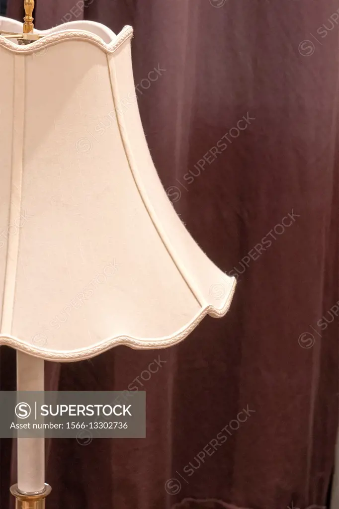 Partial View of a Curved Lampshade on a Vintage Floor Lamp, Standing in a Manhattan, New York City Thrift Shop.