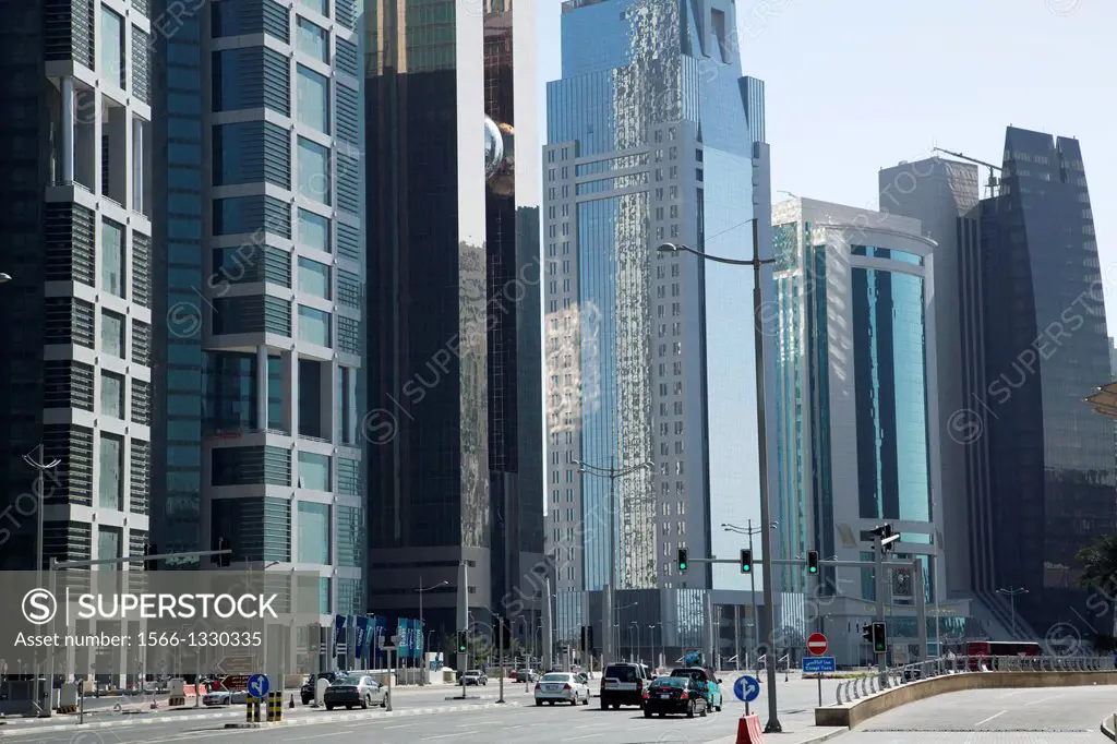 Modern buildings in downtown Doha, Qatar