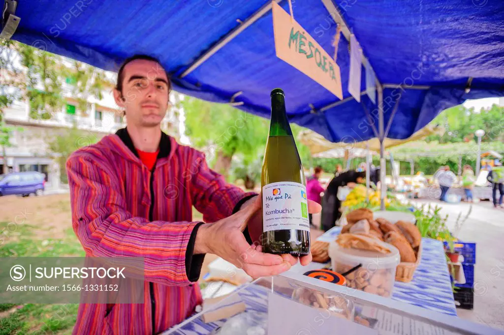 ecological outdoor market, Place Des Patins - Bisbe Berenguer de Palou square. Palma. Balearic Mallorca.Islas. Spain.