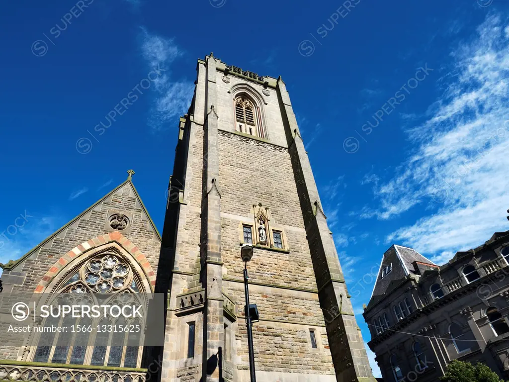 St Peters Church Tower against Blue Sky Harrogate North Yorkshire England.