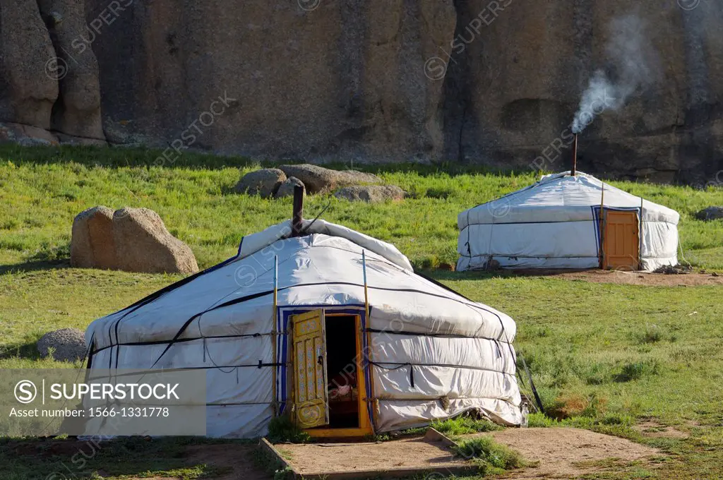 Mongolian gers in Gorkhi Terelji National Park, Mongolia.