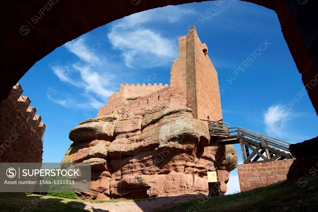 Upper section of Peracense Castle, X-XI centuries, in Teruel province, Aragon, Spain.