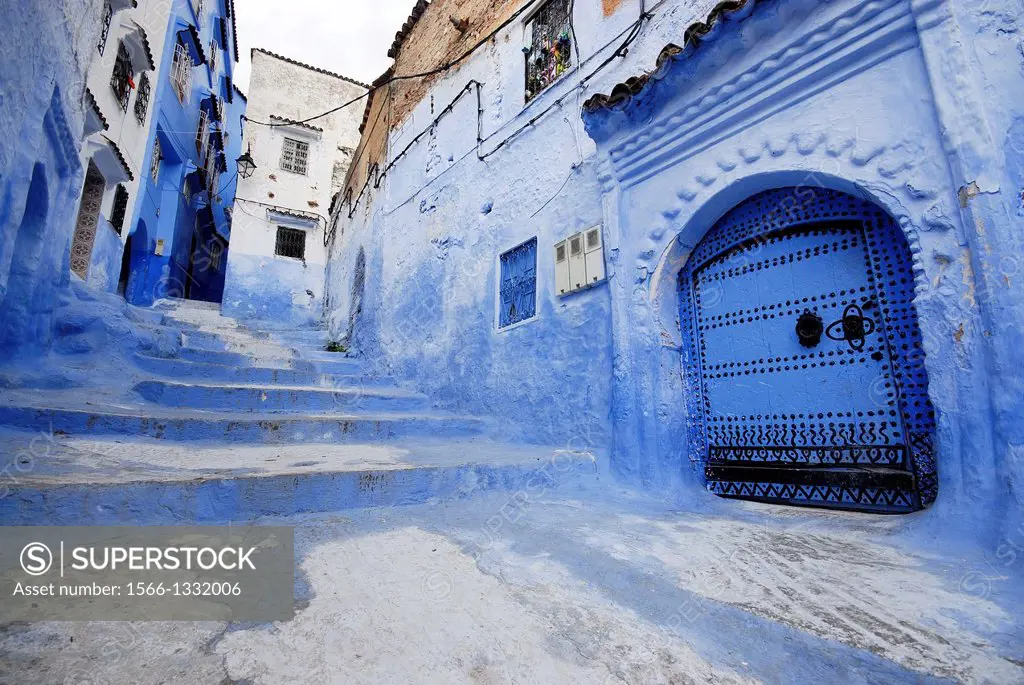 Street in the Medina of Chefchaouen, Morocco.