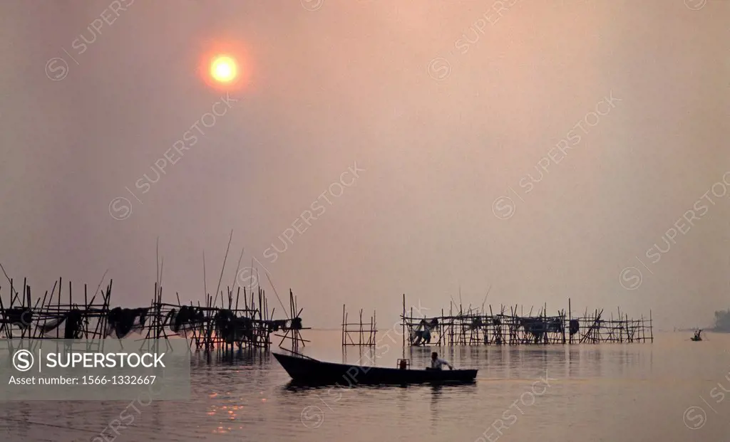 Sunrise at Buntal Fishing village, Sarawak, Malaysia.