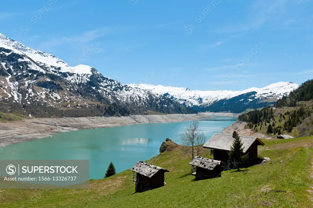 Lac de Roselend, Beaufort, Savoie, France, Europe.
