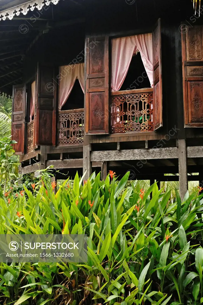 A typical Malay wooden house at Sarawak Cultural Village.