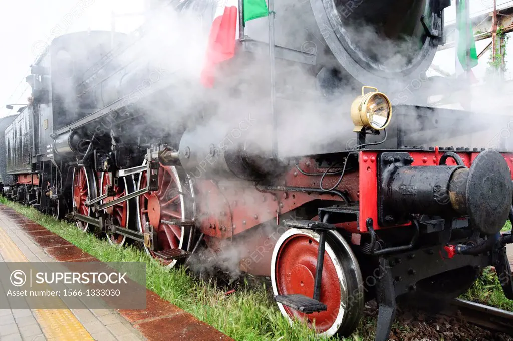 Italy, Lombardy, Vintage Steam Train.