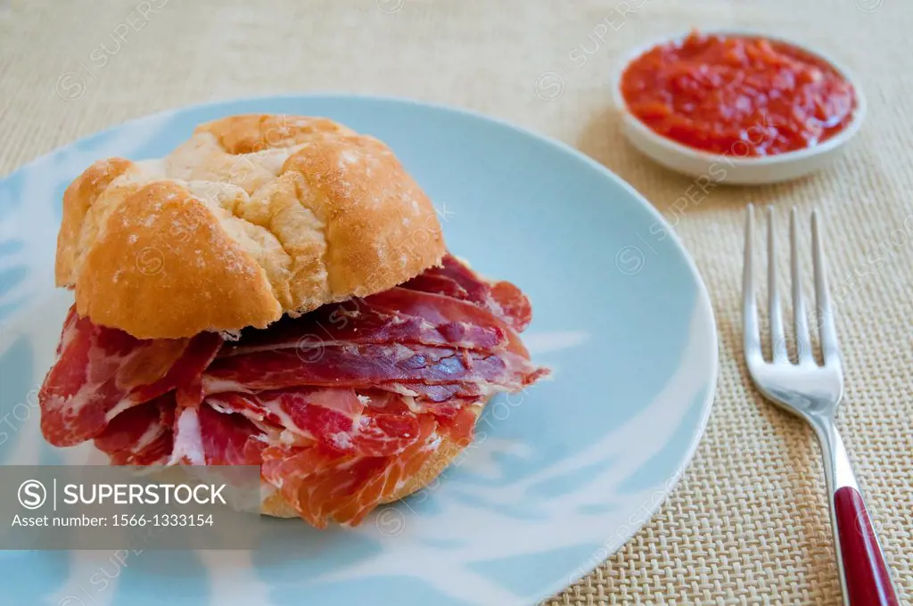 Spanish tapa: Iberian ham sandwich.