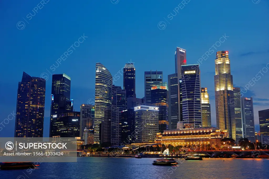 Singapore skyline at night.
