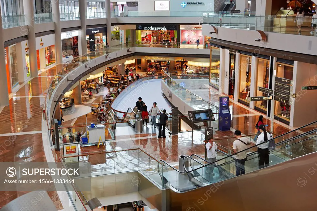 The Shoppes at Marina Bay Sands shopping mall interior, Singapore.