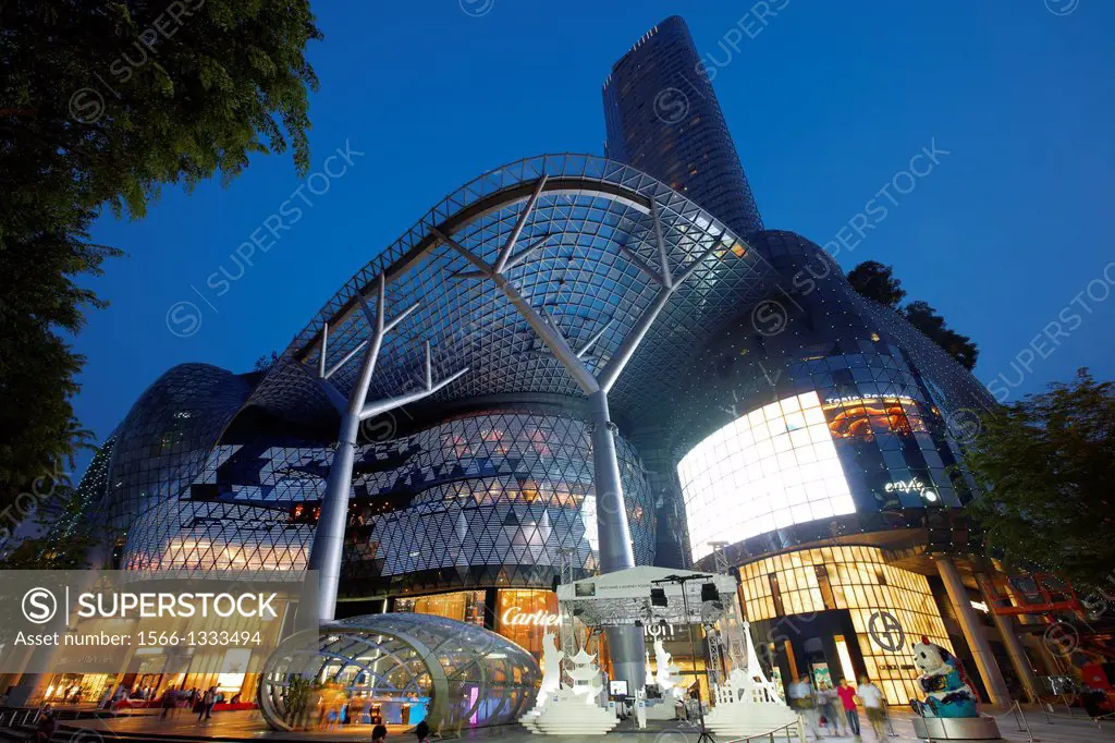 ION Orchard shopping mall at night, Orchard Road, Singapore.