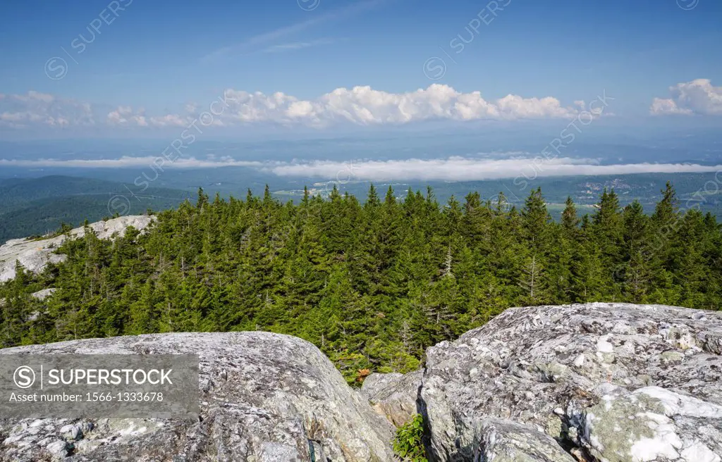 Scenic view from the summit of Black Mountain in Benton, New Hampshire USA during the summer months.