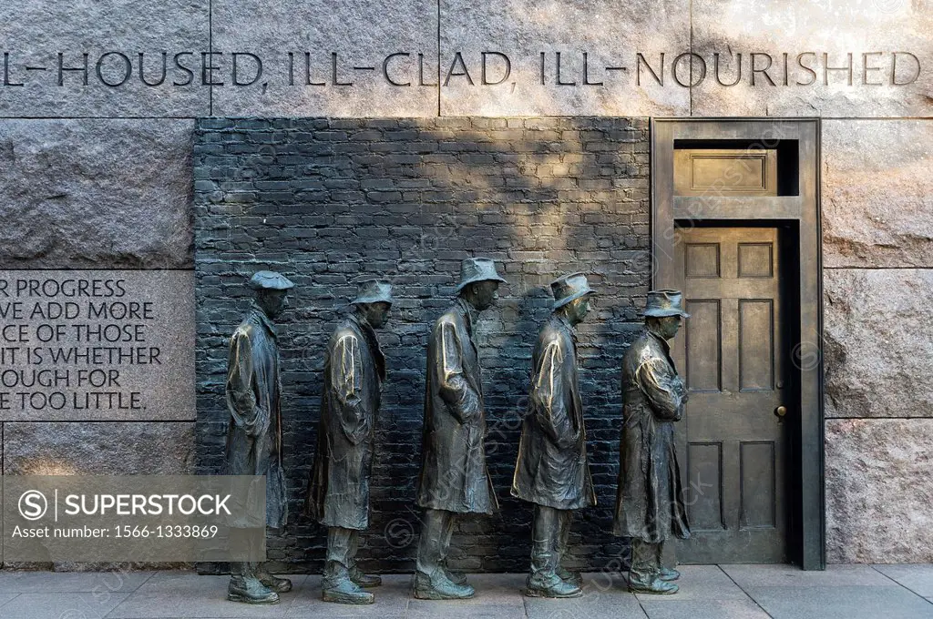 """""The Bread Line"" sculpture by George Segal depicting the Great Depression, Franklin Delano Roosevelt memorial, Washington DC, USA.