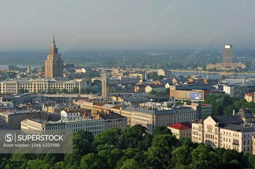 aerial view from Radisson Blu hotel, Riga, Latvia, Baltic region, Northern Europe