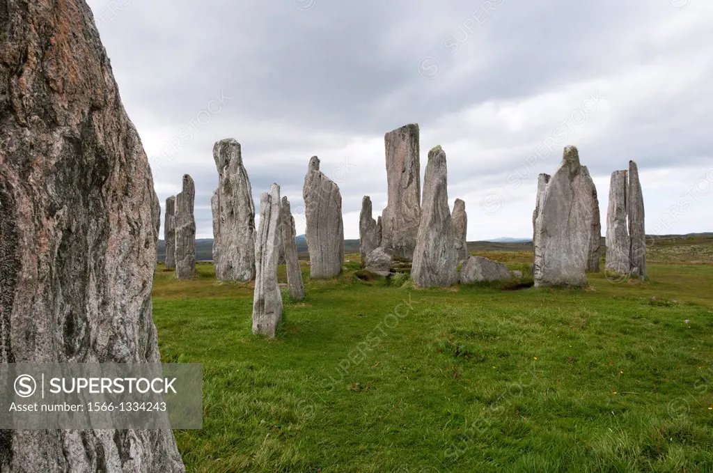 Europe, UK, Scotland, Outer Hebrides, Isle of Lewis - Callanish stone circle.