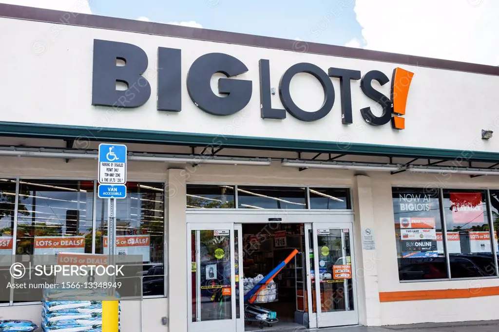 Florida, Miami, Coral Way, Big Lots, retail, company, discount, close-out, store, exterior, entrance, sign, signage, door, disabled parking, sign, fro...