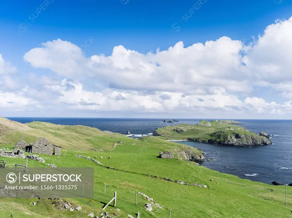 Landscape in North Roe, the old haaf fishing station at Fethaland. haaf fishing in open boats (sixern or sixereens) was a major source of income in Sh...