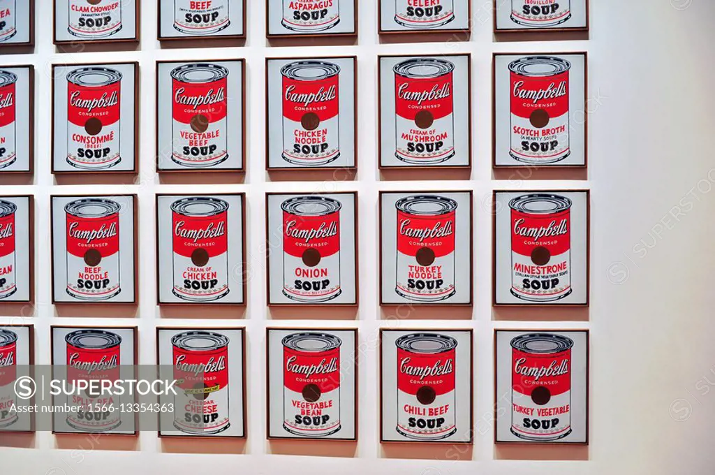 Close Up of Andy Warhol´s Campbell´s Soup Cans, Museum of Modern Art, NYC