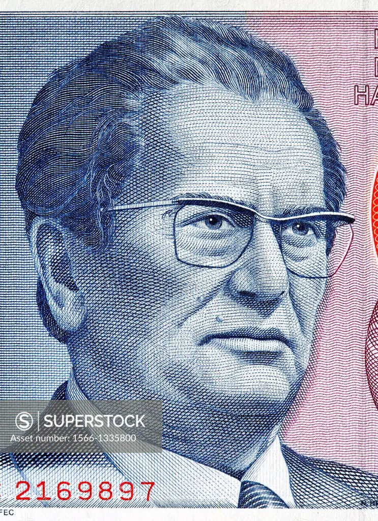 Portrait of Josip Broz Tito from 5000 Dinara banknote, Jugoslavia, 1985