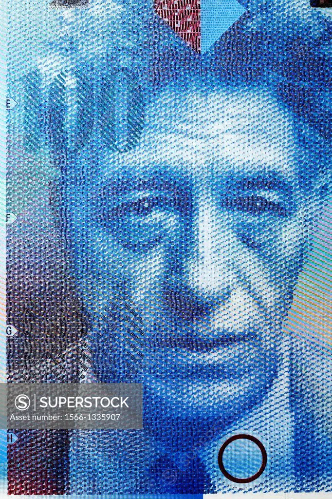 Portrait of Alberto Giacometti from 100 Francs banknote, Switzerland, 2004