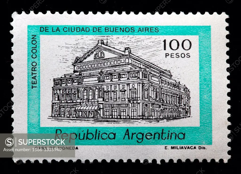 Colon Theatre, Buenos Aires, postage stamp, Argentina