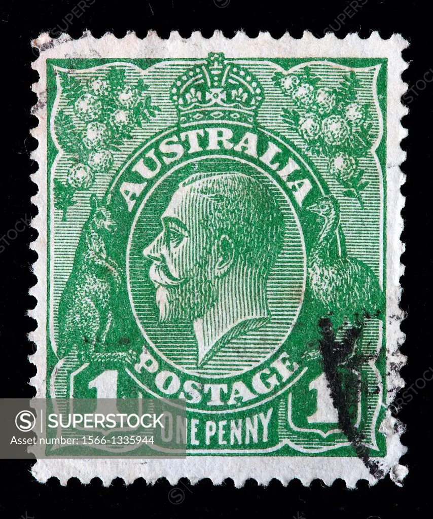King George V, postage stamp, Australia, 1914