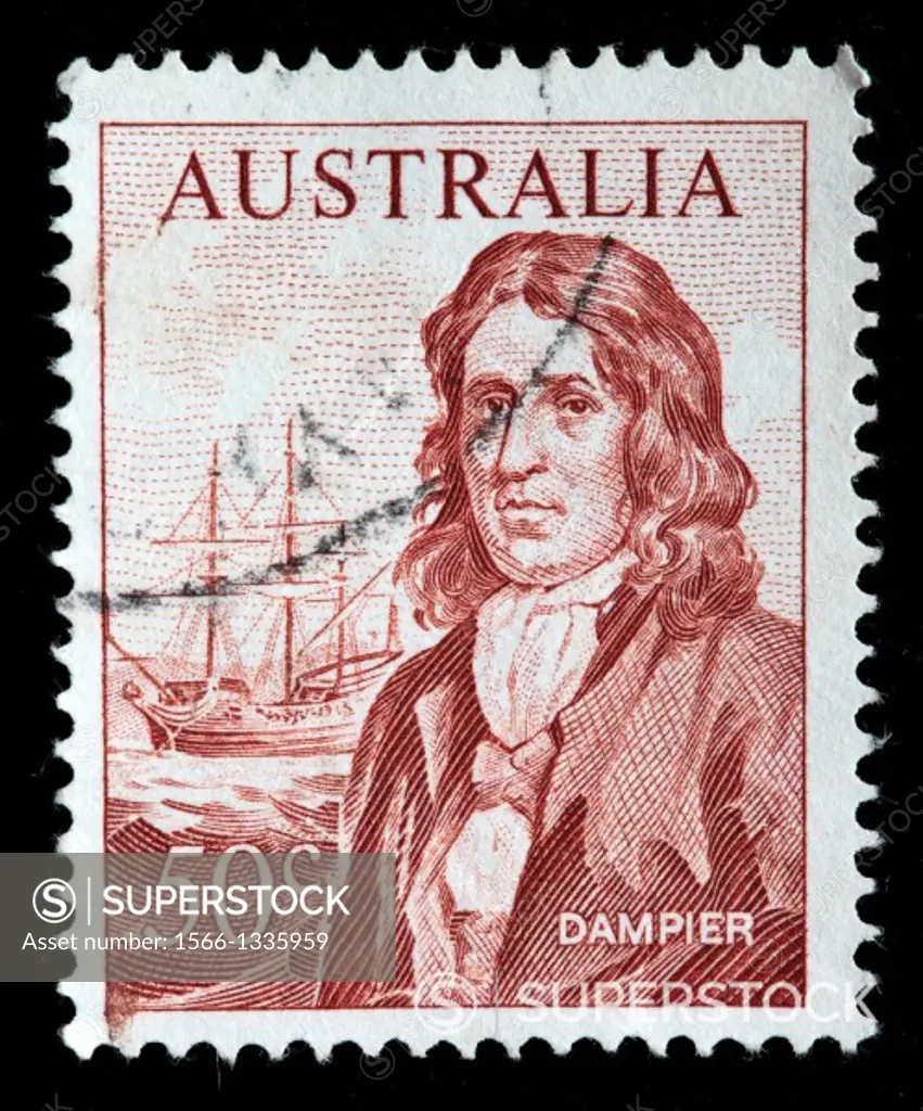 William Dampier and Roebuck” sailing ship, postage stamp, Australia, 1963