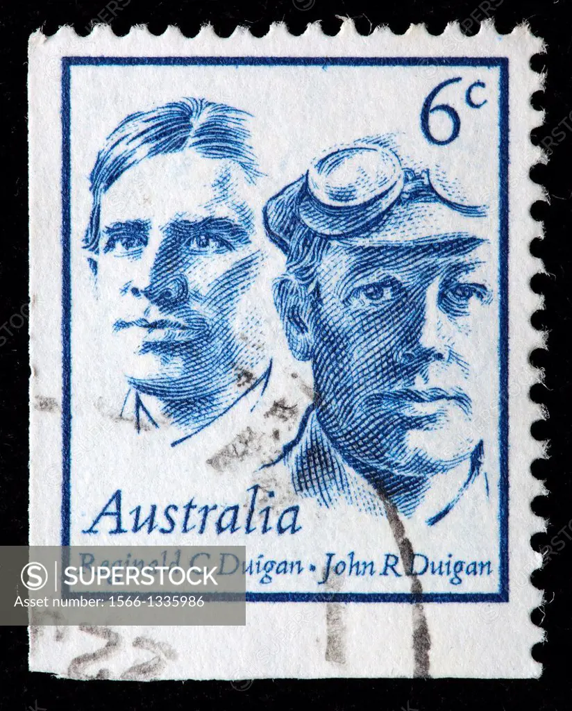 Reginald C and John R Duigan, aviators, postage stamp, Australia, 1970