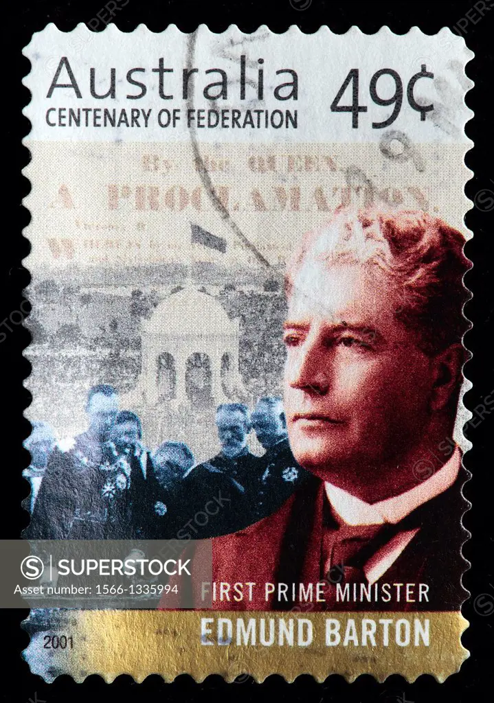Edmund Barton, first prime minister, postage stamp, Australia, 2001