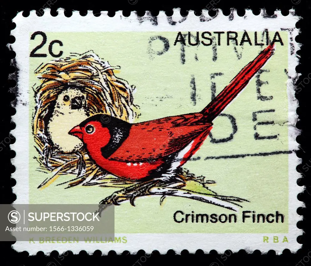Crimson Finch, postage stamp, Australia, 1978