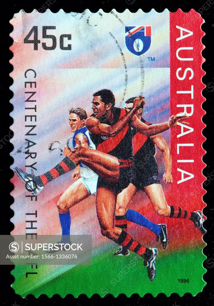 Essendon Bombers, Australian Football League centenary, postage stamp, Australia, 1996