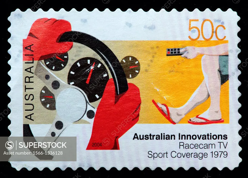 Racecam television sports coverage 1979, Australian innovations, postage stamp, Australia, 2004