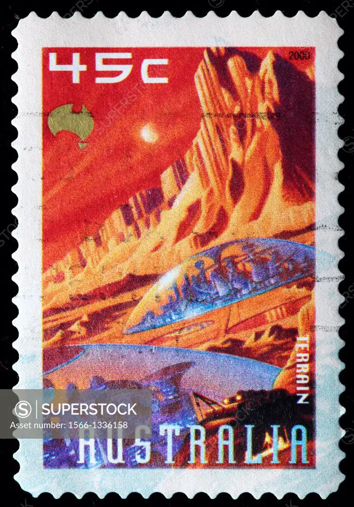Space, terrain, postage stamp, Australia, 2000