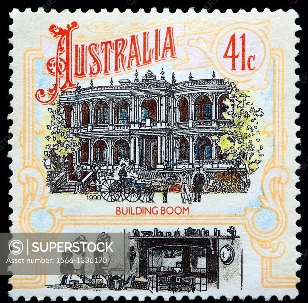 Building boom, postage stamp, Australia, 1990