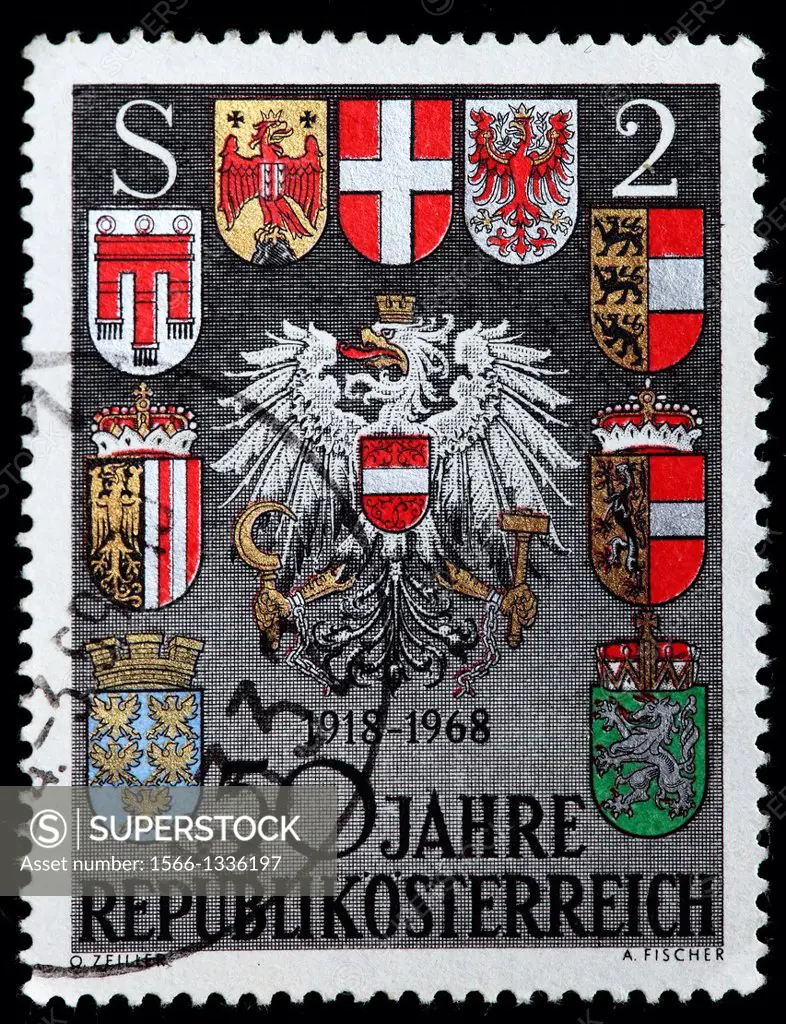 50th anniversary of Austrian republic, postage stamp, Austria, 1968