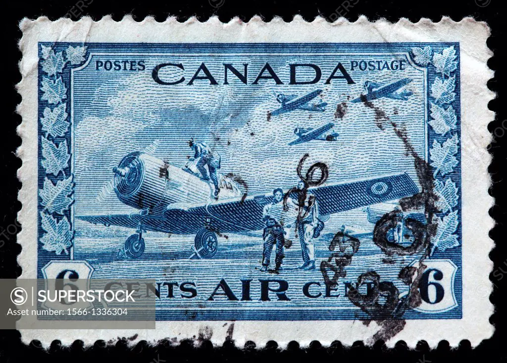 Air plane, postage stamp, Canada, 1942
