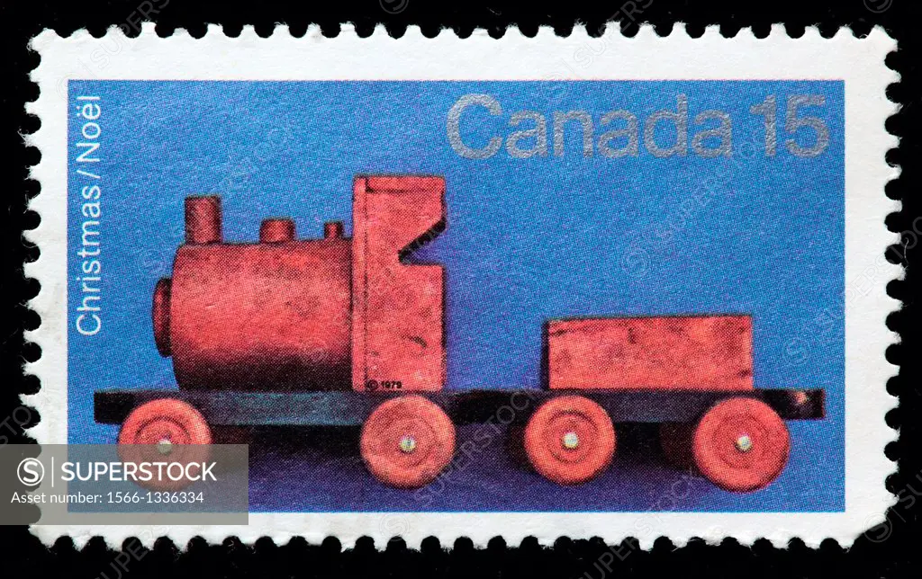 Toy train, postage stamp, Canada, 1979