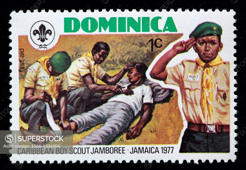 Caribbean boy scout jamboree, postage stamp, Dominica, 1977