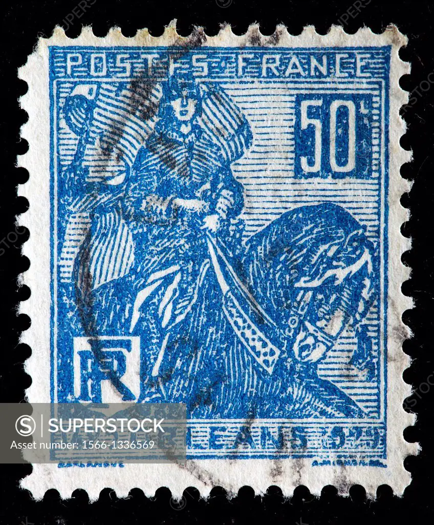 Joan of Arc, postage stamp, France, 1929
