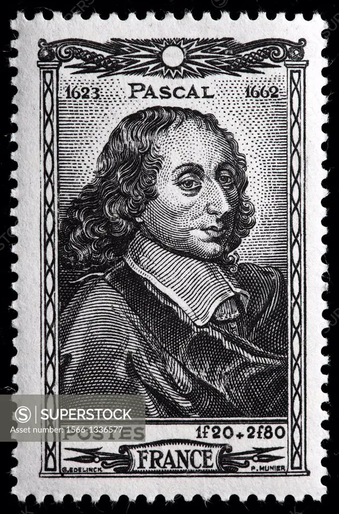 Blaise Pascal, philosopher, postage stamp, France, 1944