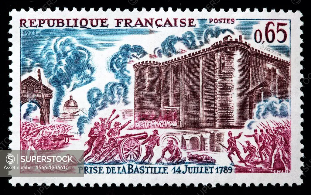 Storming of the Bastille, postage stamp, France, 1971